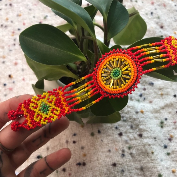 Handmade Woven Beaded Bracelet - Picture 1 of 12